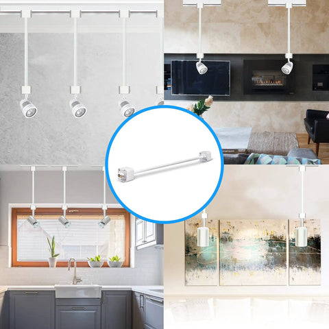 Track Lighting Extension Rod Two Pack 18 Inch For H Track Fixtures White, lowers track head in living room and kitchen