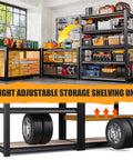 Heavy Duty Garage Shelving Unit With 2050 Lb Capacity, Industrial Grade Steel, Metal Adjustable Storage Rack For Basement Pantry Kitchen And Warehouse, 71 Inch Tall Black with adjustable shelves