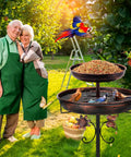 Vintage Outdoor Bird Bath and Feeder Stand 42 Inch Freestanding Bronze Bird Bath with Dual Bowls Upgraded Five Pronged Base