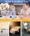 Kids building Six In One Wooden STEM Car Building Kit With Solar Helicopter And Wind Powered Car For Kids Ages 8 To 14 Learn Engineering Principles Hands On Fun Birthday Gift.