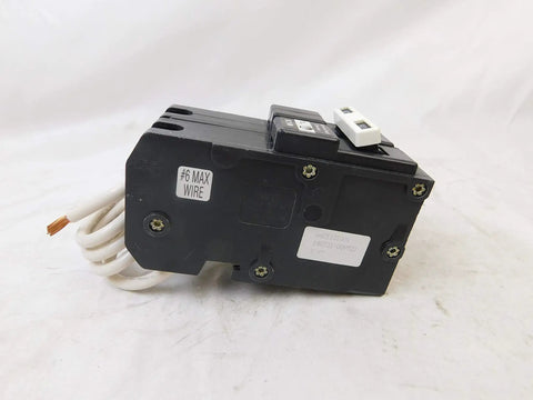 Type GFCB Circuit Breaker 120/240 VAC 60 Amp 2-Pole with Ground Fault Protection side view on white background