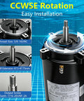 Heavy Duty One Horsepower Swimming Pool Pump Motor Drop In Replacement For Hayward And Jacuzzi Pumps with internal details and specifications.