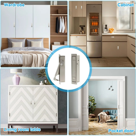 Pocket Door Pull Handle For Flush Mount Sliding Doors In Brushed Nickel Finish with surrounding room furniture examples