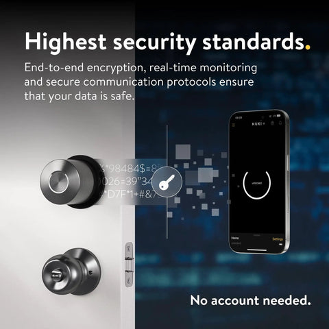 Keyless Entry Smart Lock With Wifi Electronic Deadbolt For Front Door showing secure data features and smartphone control.