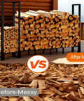 Beefy 8Ft Firewood Rack With Heavy Duty Metal Frame And Built In Kindling Storage For Indoor And Outdoor Use, organized firewood