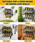 Wall Mount Tool Organizer Rack With Four Cordless Drill Holders Three Layer Garage Storage Shelf Heavy Duty Iron Matte Black Keeps Your Shop Clean And Ready 150 Lb Load Capacity