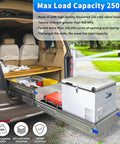 Heavy Duty Drawer Slides With Lock 250 LB Capacity Built Tough Full Extension Ball Bearing Rails Side Mount 22 Inch Fits 18 To 40 Inch Lengths For Cabinets RVs Trucks Vending Machines installed on RV cargo drawer