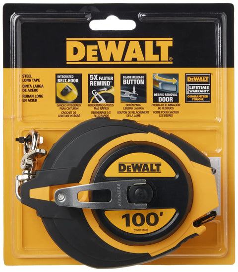 Pro Grade 100 Foot Tape Measure With Self Lock Tough As Nails Chrome Finish And Rubber Grip Five To One Gear Ratio For Fast Rewind