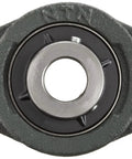 Front view of the UCFL Series Lite Duty Flange Ball Bearing Unit with 2 bolt holes, setscrew lock, and cast iron housing.