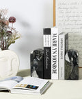 Sturdy Marble Book Ends Set Weighing 7lbs With Non Slip Pads For Stable Shelf Display That Keeps Books CDs And Video Games From Slipping