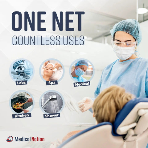 Nurse wearing Blue 21 Inch Disposable Bouffant Cap Hairnet Non Woven Non Pleated Case Of 1000 for Medical Labs Nurses and more