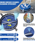 Beast Mode Twenty-Inch Pressure Washer Surface Cleaner With Wheels, 4500 PSI Attachment, showcasing non-marking jets and features.