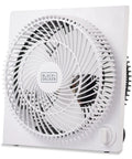 Frameless 9 Inch Desk Fan With Freestanding Design 3 Speed Settings Portable Cooling For Home Office Or Garage Slim White Box Fan