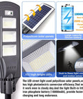 600W Solar Street Light Dusk To Dawn LED With Motion Sensor And Remote, showing solar panel and battery details