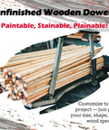 Unfinished Square Wood Dowels 36 Inches Long Pack Of Nine Smooth Sanded Hardwood Craft Sticks stacked on a cart.