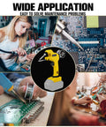 Cordless Soldering Iron Kit For 20V Max Battery Systems displayed with electronics and jewelry soldering applications.