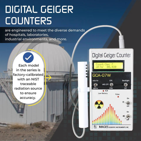 Digital Pro-Grade Geiger Detector With External Wand Probe ANSI N323A Certification Ready 0.001 mR Per Hour Resolution 1000 mR