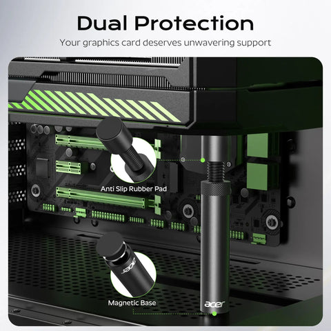 GPU Sag Bracket With Magnetic Base And Non-Slip Stand For Graphics Cards shown installed in PC, supporting card.