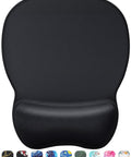 Front view of Ergonomic Mouse Pad With Gel Wrist Rest For Pain Relief, Non Slip PU Base, Smooth Surface For All Day Comfort, 9.4 by 8.1 inches, black
