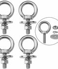 4 Pack M8 Stainless Steel Eye Bolts With Nuts 5 16th Inch By 1 Inch Long Heavy Duty Lifting Ring Eye Bolts For Hanging And Tie Downs