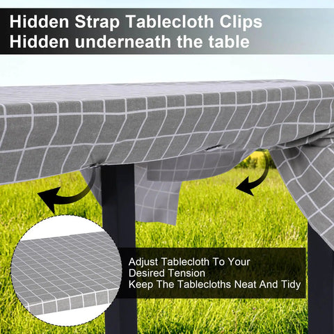 Hidden Strap Tablecloth Clips for Windy Picnics and Thick Indoor Outdoor Tables Invisible Design Keeps Your Tablecloth Secure Without Visible Clips On Any Surface