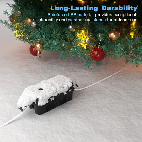 IP55 Weatherproof Outdoor Electrical Box With Detachable Awning Covers under snow by Christmas tree