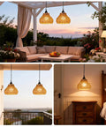 Rechargeable Cordless Outdoor Chandelier 2 Pack Colorful Hanging Pendant Lights With Remote No Wiring For Yard Gazebo Super Slick Night Vibes Easy Install Lowkey Awesome Setup in patio setting.