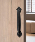 8 Inch Sliding Barn Door Handle In Black Steel Heavy Duty Gate Pull For Cabinets Closets Barn Doors Kitchens And Drawers
