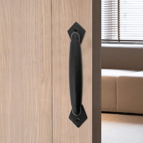 8 Inch Sliding Barn Door Handle In Black Steel Heavy Duty Gate Pull For Cabinets Closets Barn Doors Kitchens And Drawers