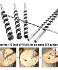 NICAVKIT 6-piece 12-inch auger drill bit set with hex shanks (1/4–7/8 in) for wood, plastic, drywall