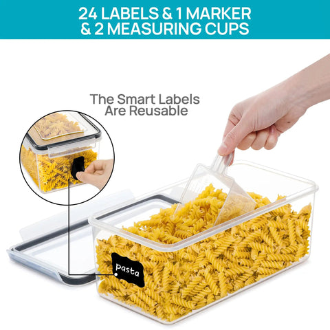 Airtight Food Storage Containers With Lids 4 Pack 3.2L Plastic Spaghetti Canisters For Pasta Organizer BPA Free
