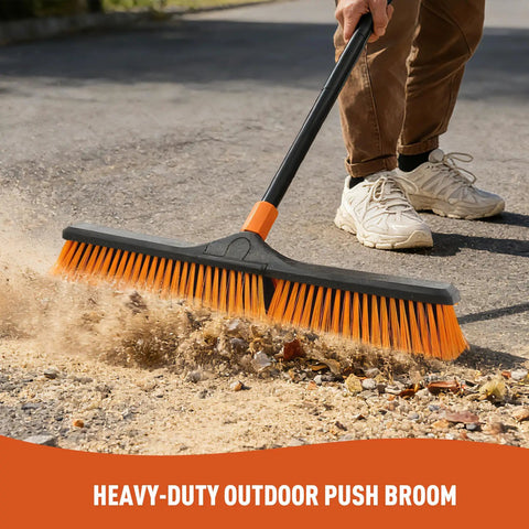 Solid 24 Inch Heavy Duty Push Broom Built Different To Handle The Daily Grind Sweeps garages, decks, patios, yards, workshops.