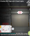 Smooth Running Exit Sign And Emergency Light Featuring Rock Solid Battery Backup Lasts Ninety Minutes Through Power Drops Dual Adjustable Led Heads Handle Any Room Or Shop Universal Wire In Two Pack Built Tough with LED heads and red exit indicator.