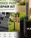 2 Pcs Heavy Duty Fence Post Repair Kit Rustproof Steel Ground Anchors for stabilizing leaning wooden posts.
