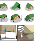 Diagrams showing universal fit and bolt details for Beige Pergola Sun Shade Canopy Replacement Cover 10 Ft By 18 Ft UPF50