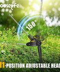 Adjustable 150-degree head of 20 Inch Cordless Pole Hedge Trimmer Tool Only Battery Not Included Lightweight Telescoping Pole With 14.5 Ft Reach Dual Action Blade Yellow Compatible With 20V Max Batteries in use.