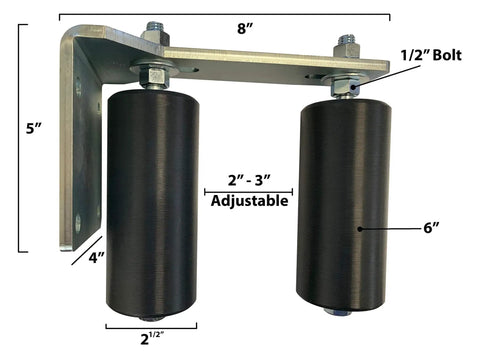 Heavy Duty 6 Inch Black L Shape Gate Guide Roller With Rear Post Bracket Universal Mount And Dual Nylon Rollers For Sliding Gates Keeps Your Gate On Track And Prevents It From Falling Off The Track Easy Install