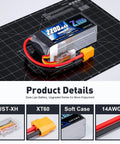 3S LiPo Battery 2200mAh 11.1V 50C Shorty Pack With XT60 Plug on measurement mat