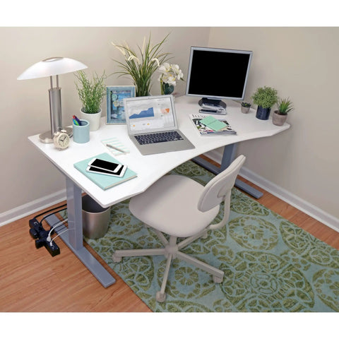 Six Rotatable Outlets Surge Protector Power Strip With Eight Foot Cord And Two USB Ports For Home Office And Electronics, Black under desk