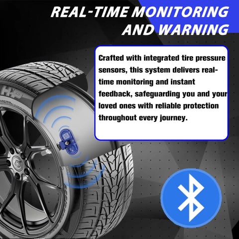 Top Shelf Four Piece Bluetooth TPMS Sensor Kit For Tesla Model 3 Y S X 2020 To 2025, close-up on Bluetooth sensor attached to tire.