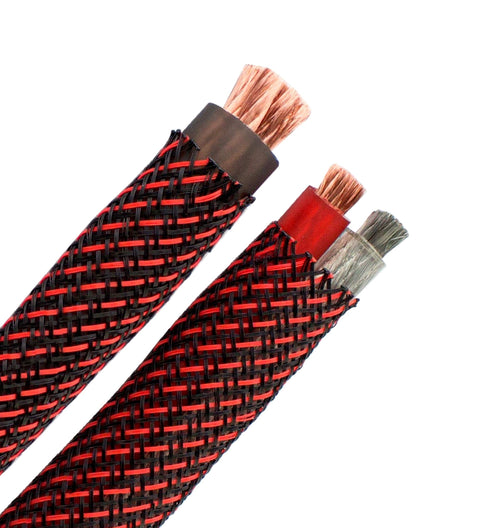 Half Inch Expandable Cable Sleeve Black And Red Braided Wire Protector showing wire detail
