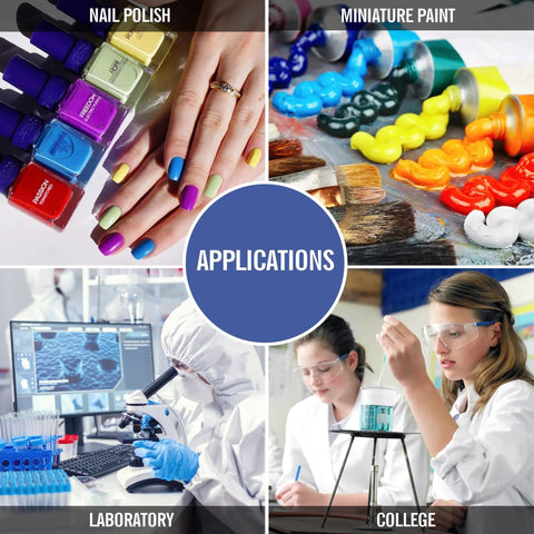 Applications of Mini Vortex Mixer 3500 RPM Touch Start No-Wobble Silicone Base in nail polish, paints, labs, and colleges