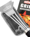 Grill Boss Heavy Duty 18 Inch Stainless Steel Grill Brush And Scraper With 3 In 1 Bristles Safe Woven Wire BBQ Cleaning Tool