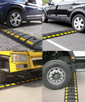 Heavy Duty Rubber Speed Bump 6.4 Ft Portable For Driveways And Roads, Tough Traffic Calming Pad tested by cars and trucks on asphalt