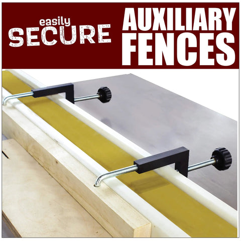 Heavy Duty Aluminum Universal Fence Clamps Two Pack Killer Grip Stop Blocks And Auxiliaries on workshop jigs securing auxiliary fences.