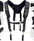 Detailed view of All Day Comfort 2.5 Inch Tool Belt Suspenders Set For Men Featuring EVA Padding And Breathable Neoprene Lining Six Piece Set