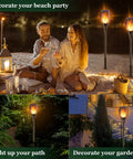Solar Torch Lights With Realistic Flickering Flame 96 LEDs 43 Inch Outdoor Waterproof Landscape Lights illuminating garden paths