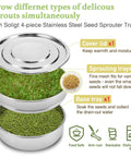 Stackable Stainless Steel Seed Sprouting Kit With Two Mesh Trays Base And Lid Durable 304 Grade Easy Drainage Air Circulation