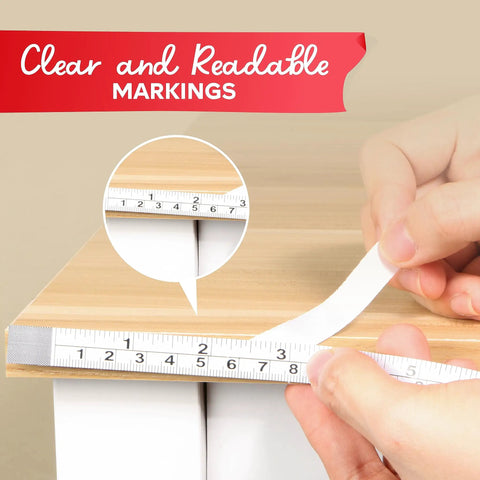 Applying Heavy Duty Left To Right Peel And Stick Tape Measure 0.5 Inch By 12 Feet Two Pack With Adhesive Back to wood surface