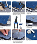 DIY steps using Belt Hole Puncher With 240 Sets Of Leather Rivets for watch band, belt, dog collar; includes image of puncher and accessories